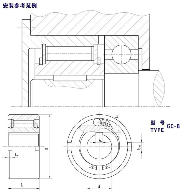 GC-B滾柱式單向離合器結(jié)構(gòu)圖 GC-B滾柱式單向離合器結(jié)構(gòu)圖